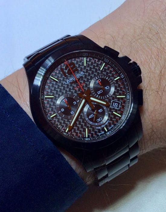 Longines Longines Conquest V.H.P. L3.717.2.66.6 мужские часы черный циферблат на запястье